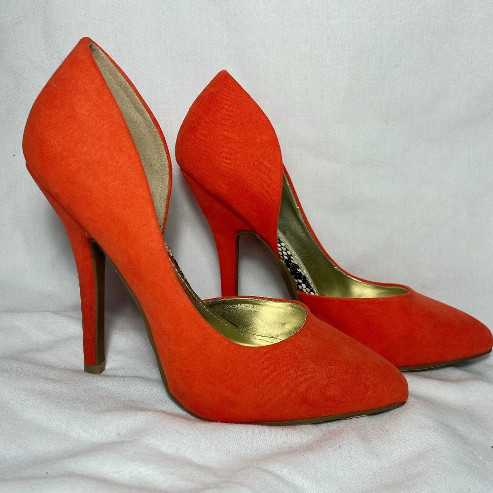 Red Orange Peekaboo Animal Print Heels